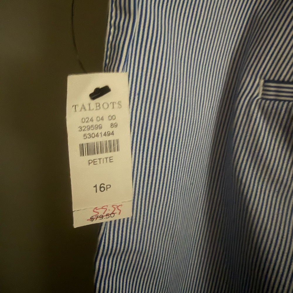Talbots Blue and White Striped Wide Leg Nautical Crop Pants 16P NWT - Picture 7 of 11